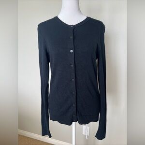Charter Club Black Button Front Crewneck Cardigan Sweater Size Small
